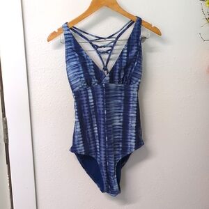 prAna blue tie dye one piece swimsuit size large